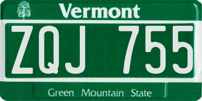 VT license plate ZQJ755