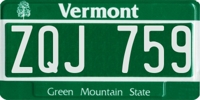 VT license plate ZQJ759
