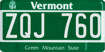 VT license plate ZQJ760