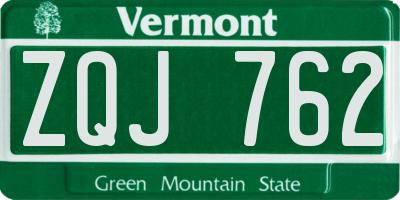 VT license plate ZQJ762