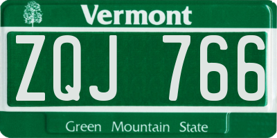VT license plate ZQJ766
