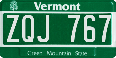 VT license plate ZQJ767