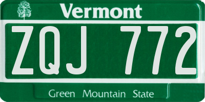 VT license plate ZQJ772