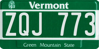 VT license plate ZQJ773