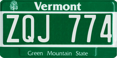 VT license plate ZQJ774