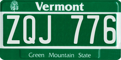 VT license plate ZQJ776