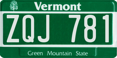 VT license plate ZQJ781