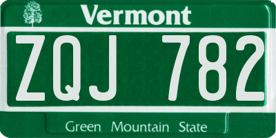 VT license plate ZQJ782