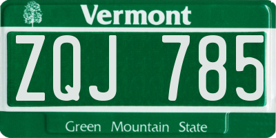 VT license plate ZQJ785