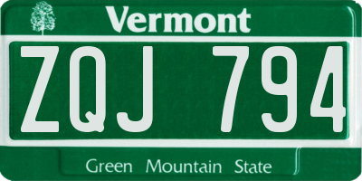 VT license plate ZQJ794