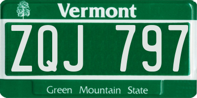 VT license plate ZQJ797