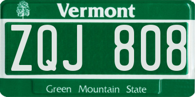 VT license plate ZQJ808