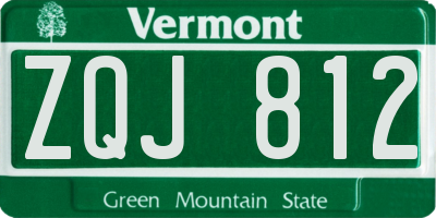 VT license plate ZQJ812