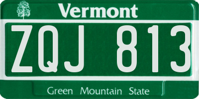 VT license plate ZQJ813