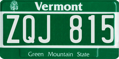 VT license plate ZQJ815