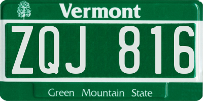 VT license plate ZQJ816