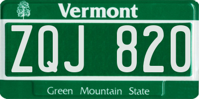 VT license plate ZQJ820