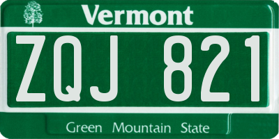 VT license plate ZQJ821