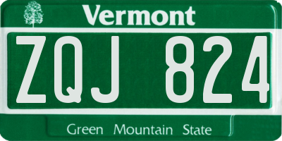 VT license plate ZQJ824