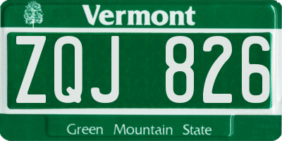 VT license plate ZQJ826