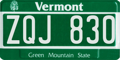 VT license plate ZQJ830