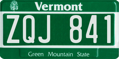 VT license plate ZQJ841