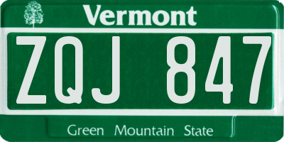 VT license plate ZQJ847