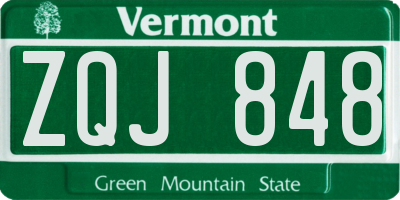 VT license plate ZQJ848
