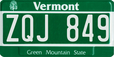 VT license plate ZQJ849