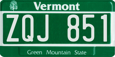 VT license plate ZQJ851