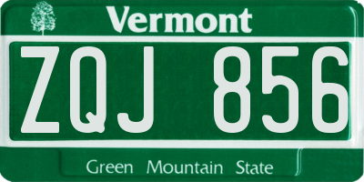 VT license plate ZQJ856