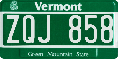 VT license plate ZQJ858
