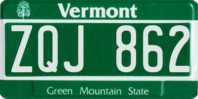 VT license plate ZQJ862
