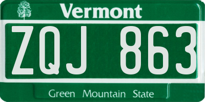 VT license plate ZQJ863