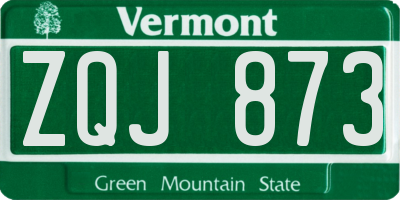 VT license plate ZQJ873