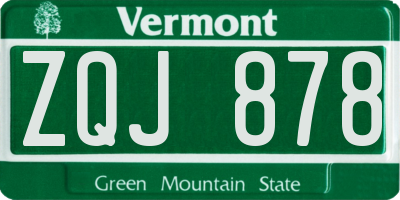 VT license plate ZQJ878