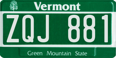 VT license plate ZQJ881
