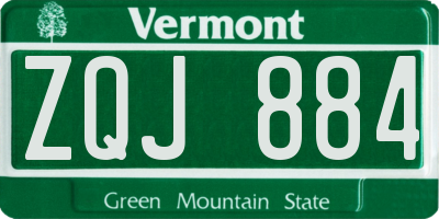 VT license plate ZQJ884