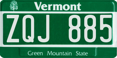 VT license plate ZQJ885
