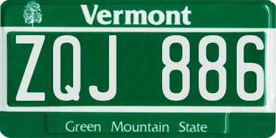 VT license plate ZQJ886