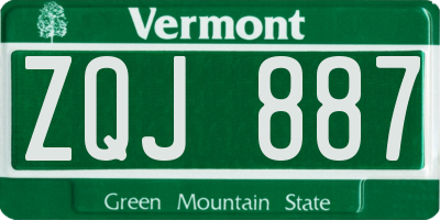 VT license plate ZQJ887