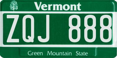 VT license plate ZQJ888