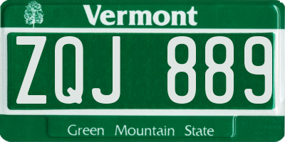VT license plate ZQJ889