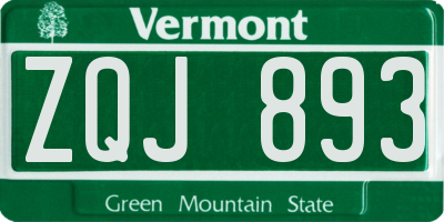 VT license plate ZQJ893