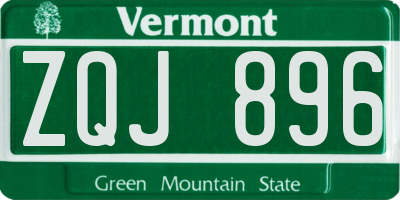 VT license plate ZQJ896