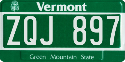 VT license plate ZQJ897