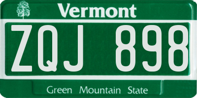 VT license plate ZQJ898