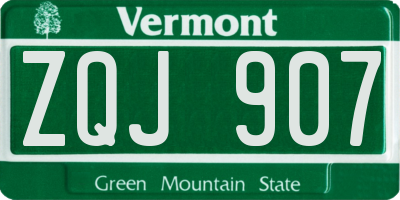 VT license plate ZQJ907