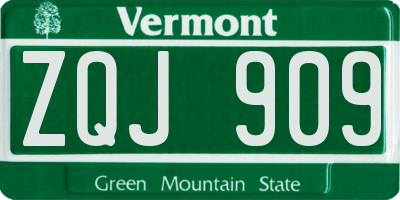 VT license plate ZQJ909