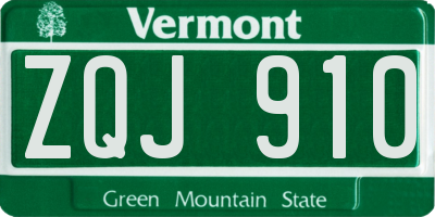VT license plate ZQJ910